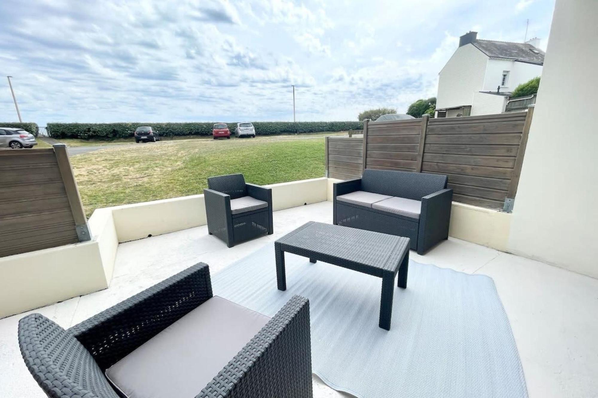 T3 Neuf Archi Cocooning Terrasse Face A La Mer Ploemeur Bagian luar foto
